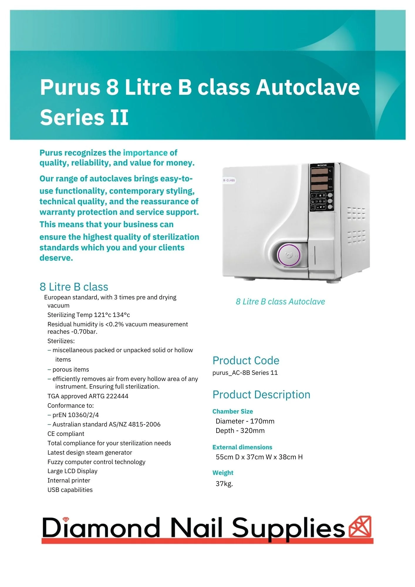 Autoclave 8L B Class Series II - Image 2