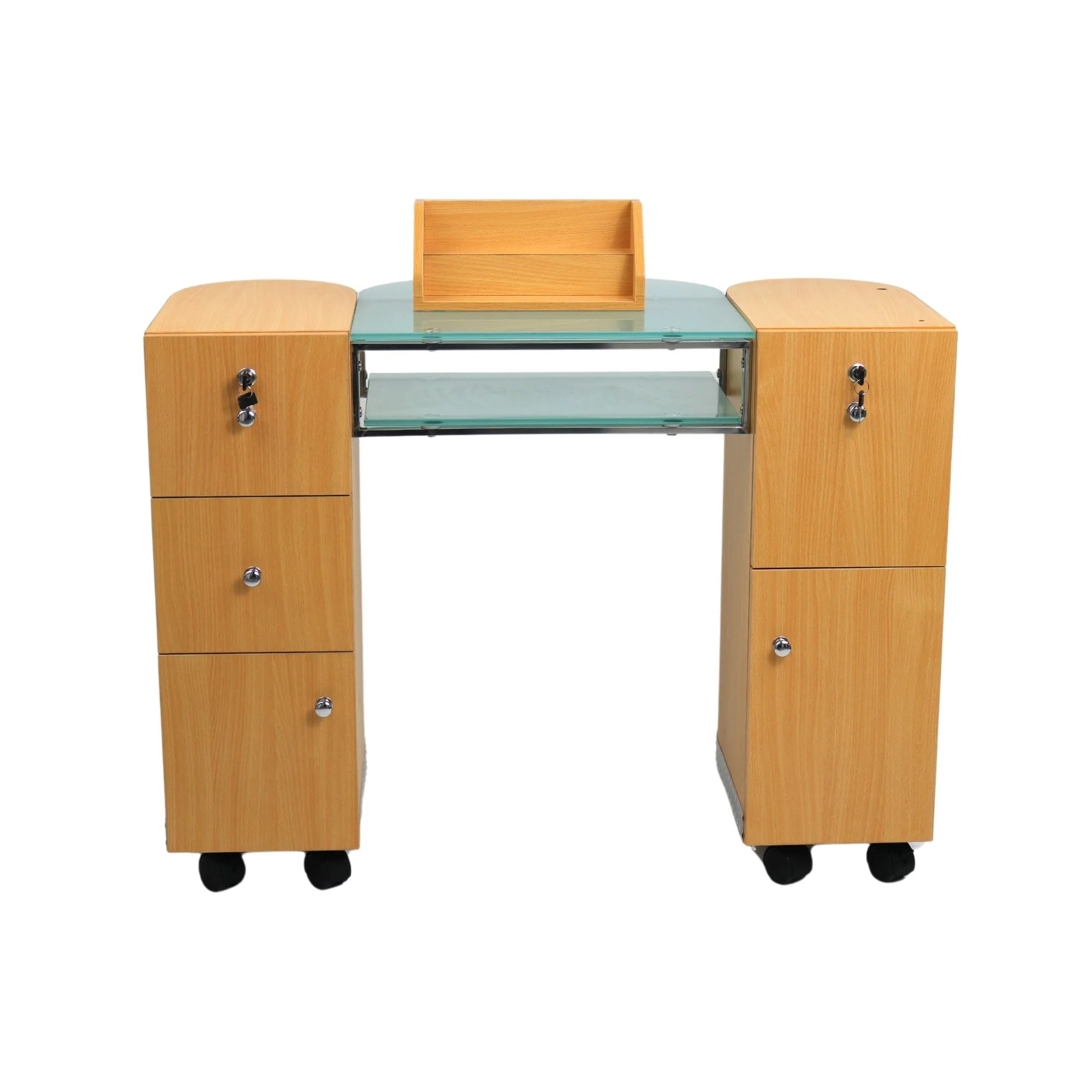 Bella Table 10 - Wood (Silver Trim, Glass Centre) - Image 2