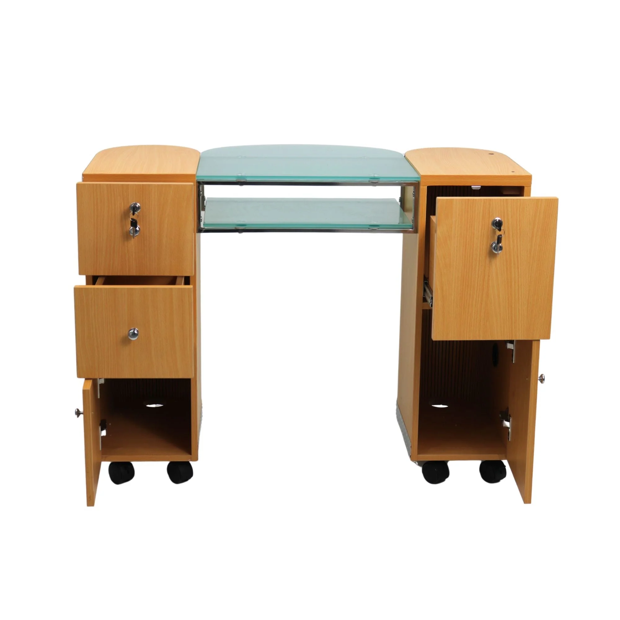 Bella Table 10 - Wood (Silver Trim, Glass Centre) - Image 3