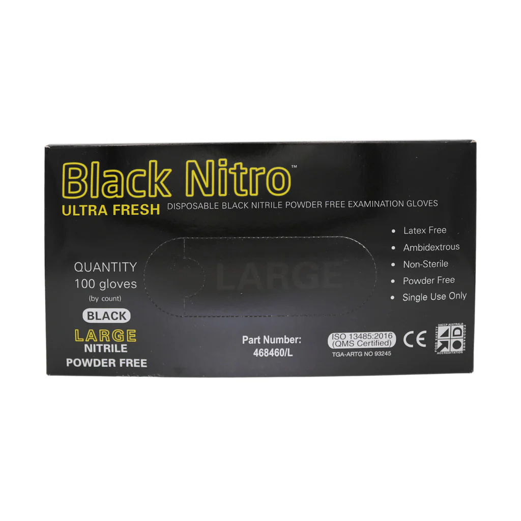 Black Nitro Nitrile Gloves Large Black PF - Image 2