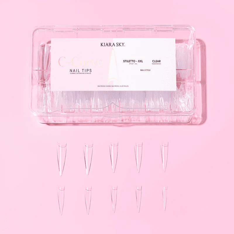 C-Curve Tip - CCTC02 XXL Stiletto Clear 500pc - Image 2