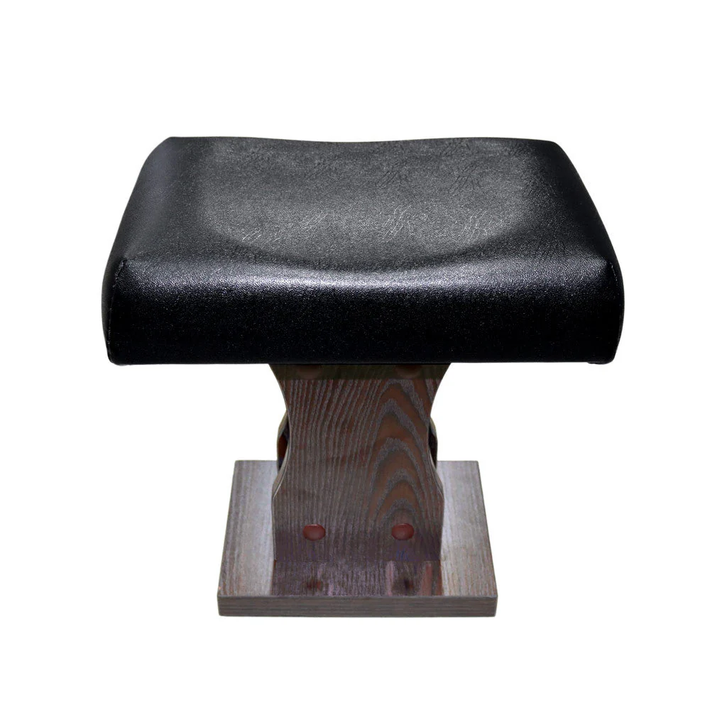 Foot Stand - Black Leather Wooden - Image 2