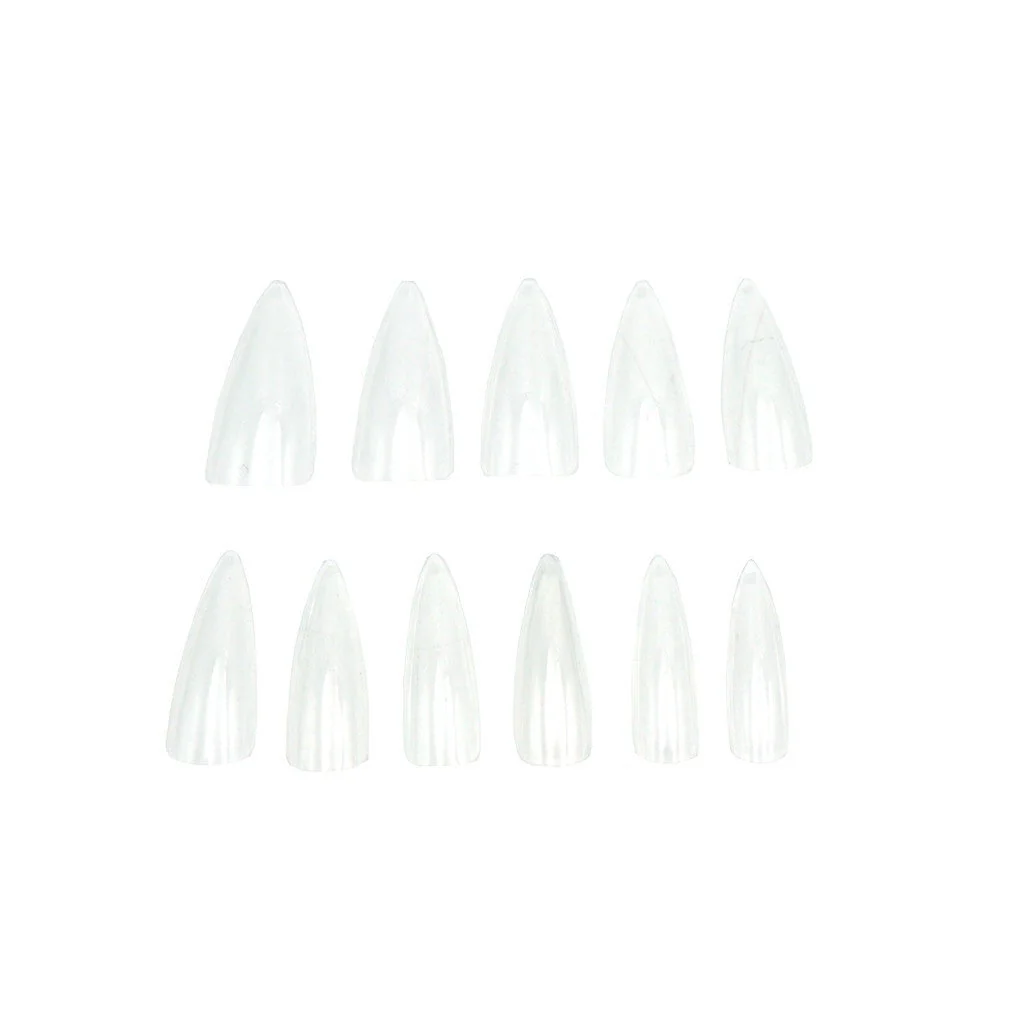 Full Cover Tips - Medium Stiletto Clear - Image 2