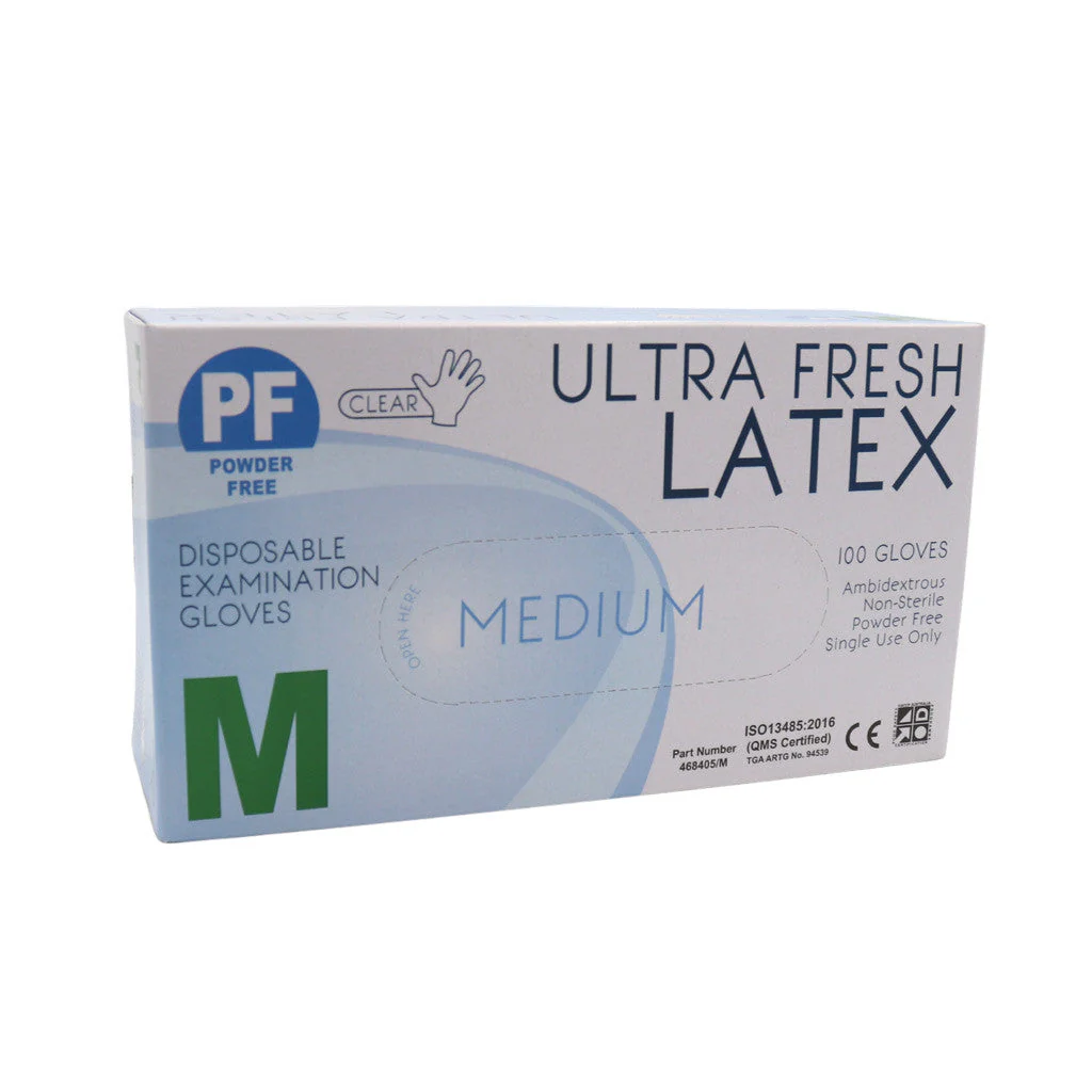 Latex Gloves Medium PF Carton (10 Boxes) - Image 2