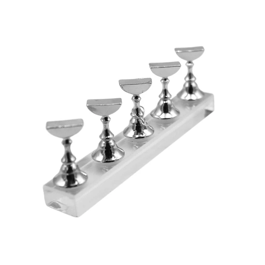 Nail Holder Alloy Crystal Display Stand - Silver - Image 2