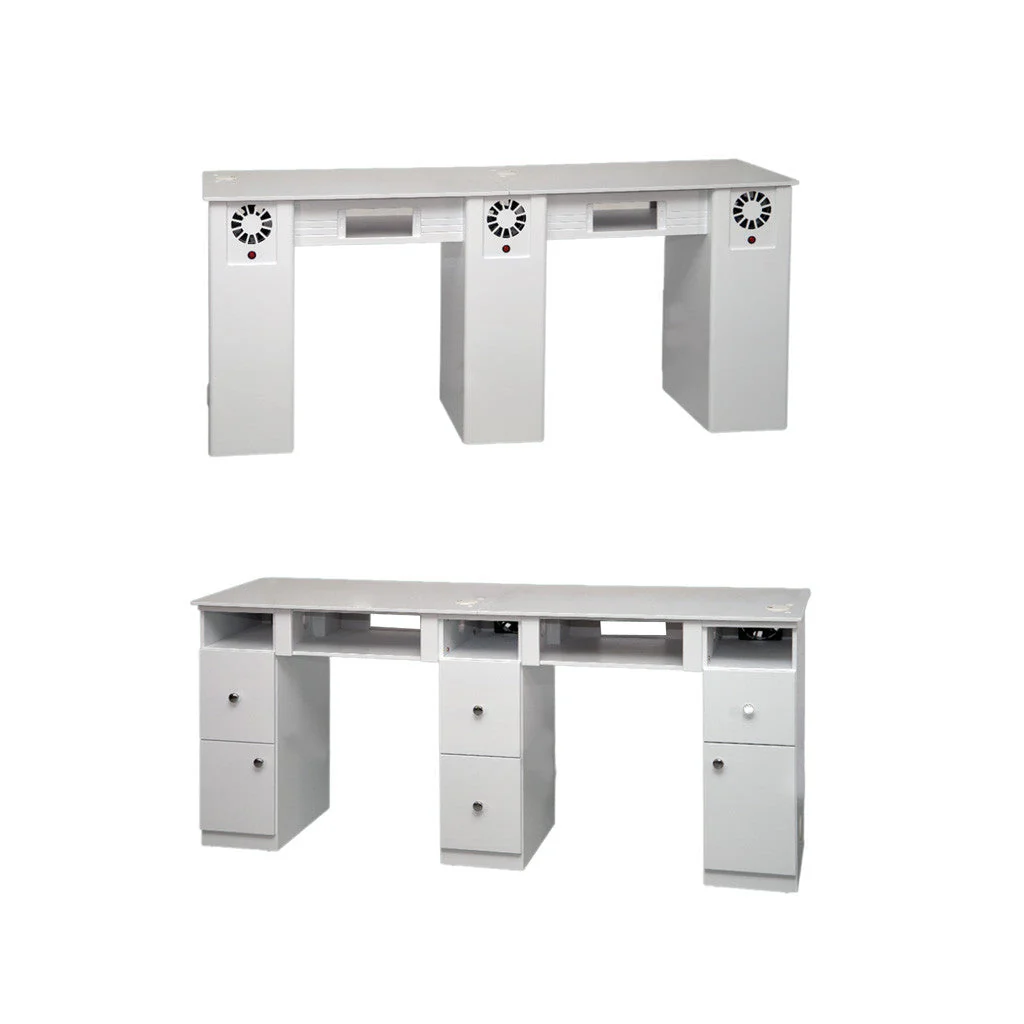 Nail Table White Double - G2BLU with Nail Fans - Image 2