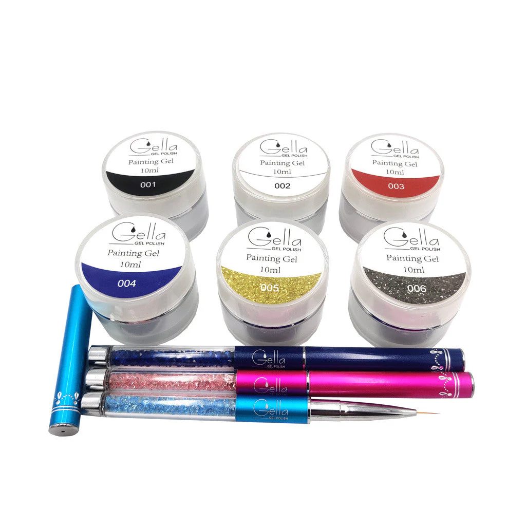Painting Gel Kit 6 Gels + 3 Brush - Image 2