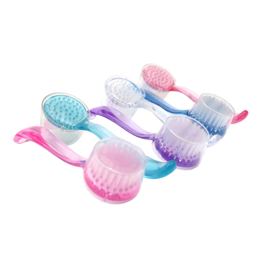 Pedi Brush Round Clear With Long Handle Assorted Colours - Image 3