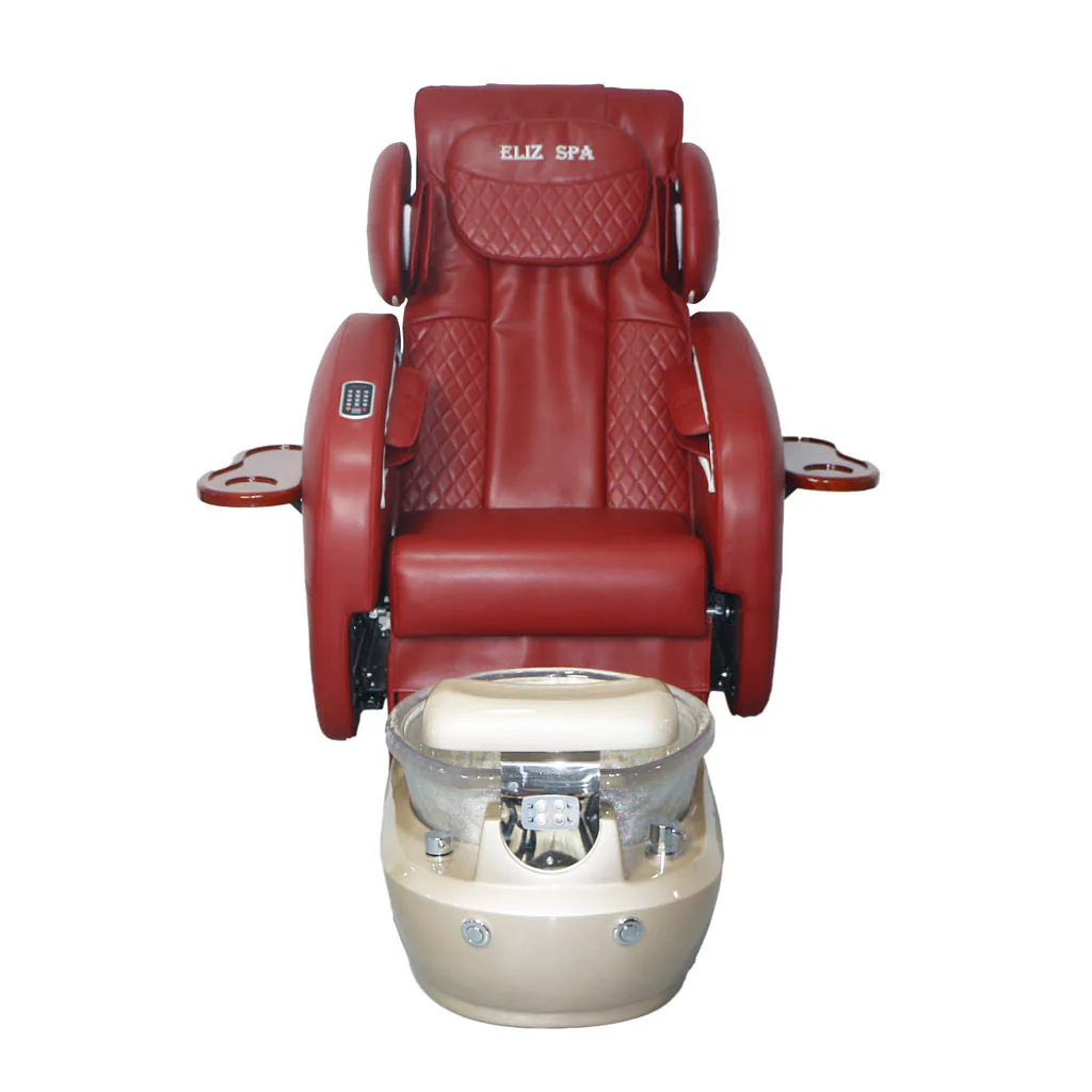 Pedicure Spa Chair - Deluxe (Burgundy | Burgundy | Gold) - Image 3