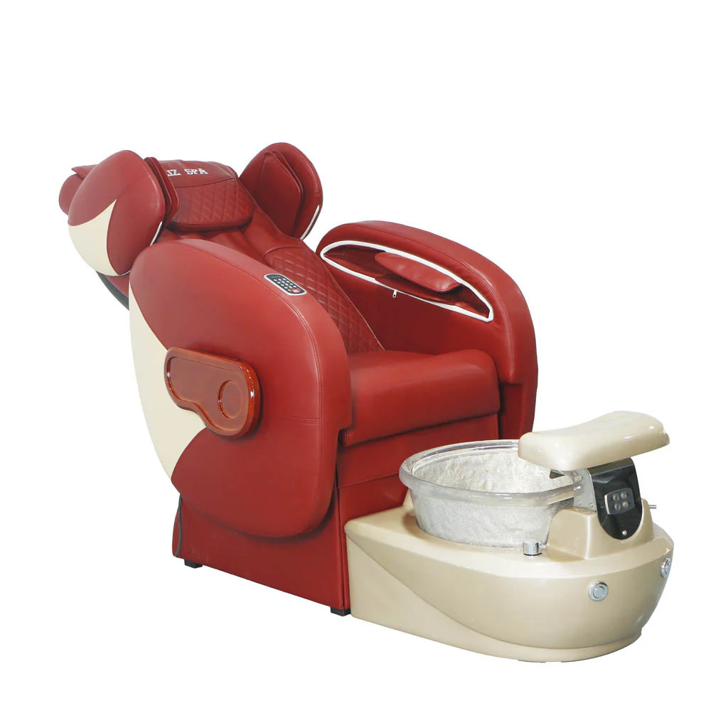 Pedicure Spa Chair - Deluxe (Burgundy | Burgundy | Gold) - Image 4