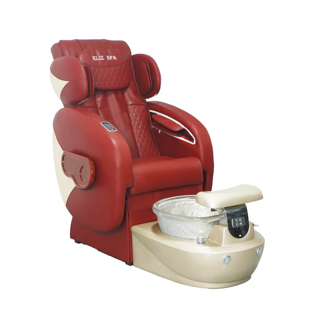 Pedicure Spa Chair - Deluxe (Burgundy | Burgundy | Gold) - Image 6