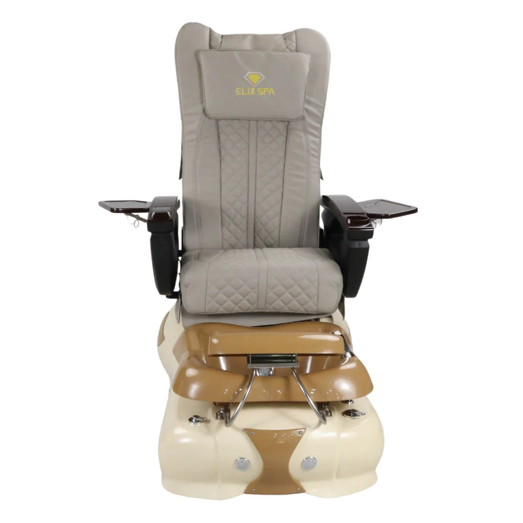 Pedicure Spa Chair - Expresso #2 (Wood | Light Grey | Cream) - Image 2