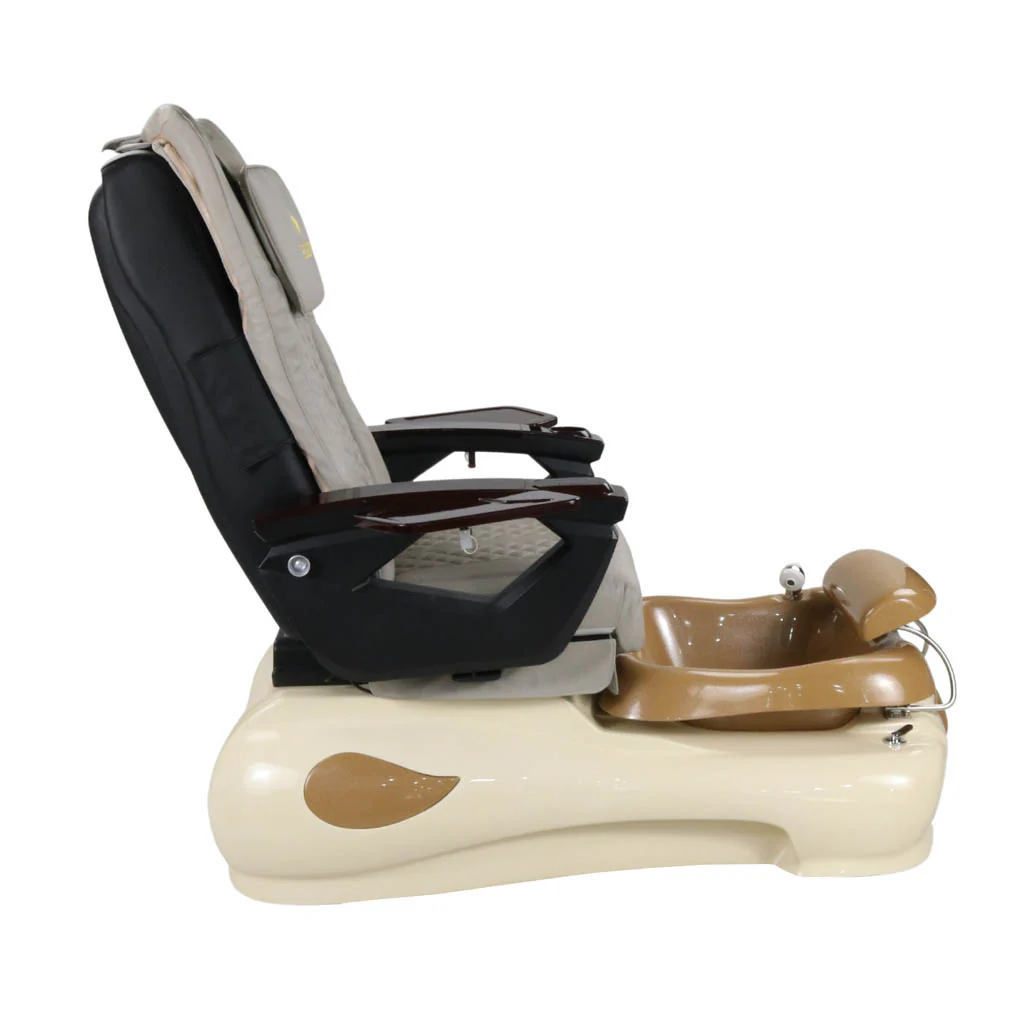 Pedicure Spa Chair - Expresso #2 (Wood | Light Grey | Cream) - Image 3