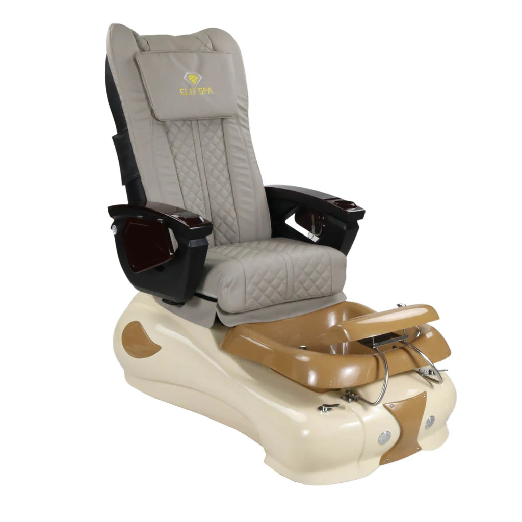 Pedicure Spa Chair - Expresso #2 (Wood | Light Grey | Cream) - Image 4