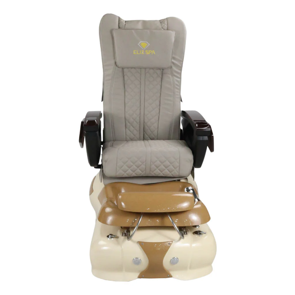 Pedicure Spa Chair - Expresso #2 (Wood | Light Grey | Cream) - Image 5