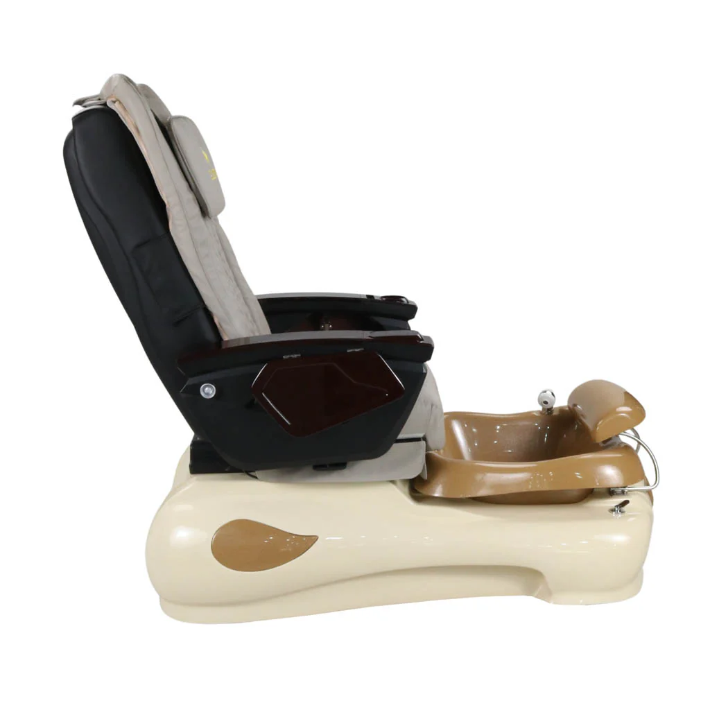Pedicure Spa Chair - Expresso #2 (Wood | Light Grey | Cream) - Image 6