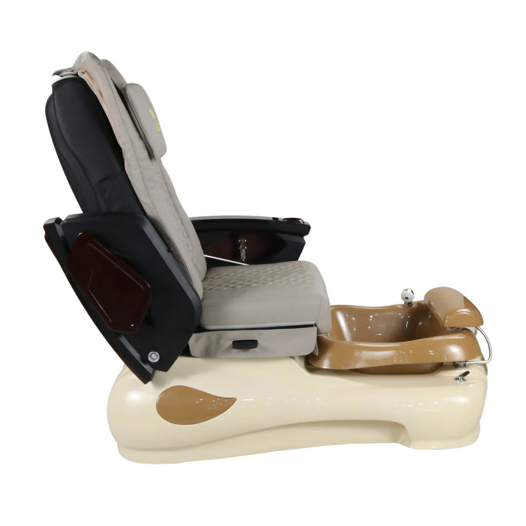 Pedicure Spa Chair - Expresso #2 (Wood | Light Grey | Cream) - Image 7