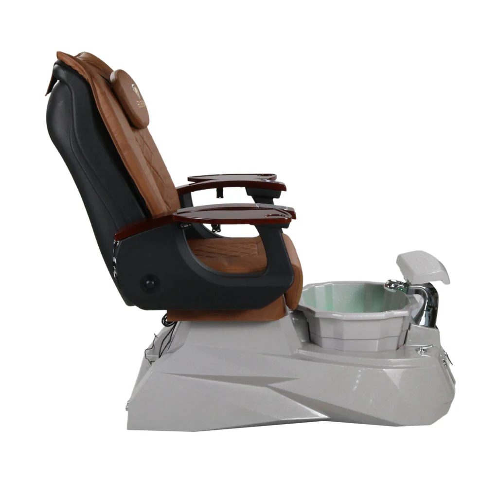 Pedicure Spa Chair - Luna (Wood | Cappuccino | Grey ) - Image 3