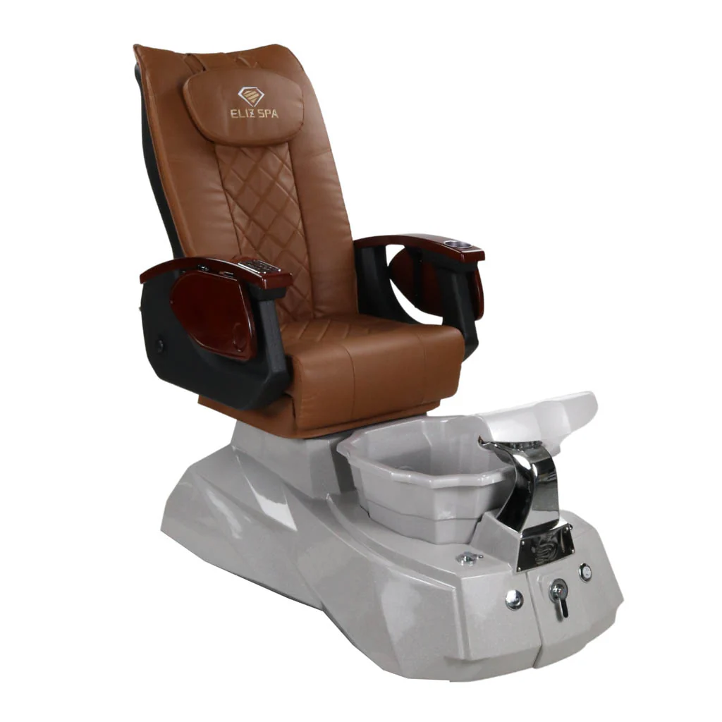 Pedicure Spa Chair - Luna (Wood | Cappuccino | Grey ) - Image 4