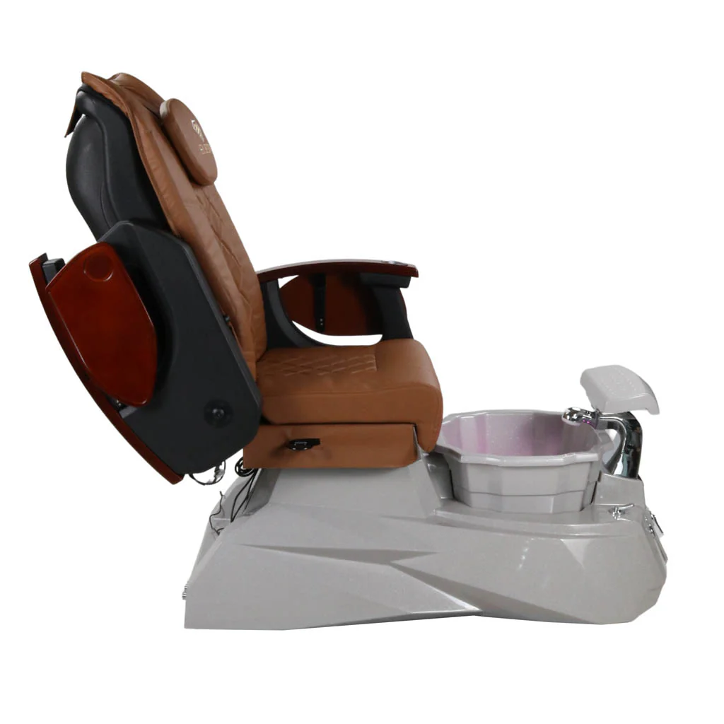 Pedicure Spa Chair - Luna (Wood | Cappuccino | Grey ) - Image 8