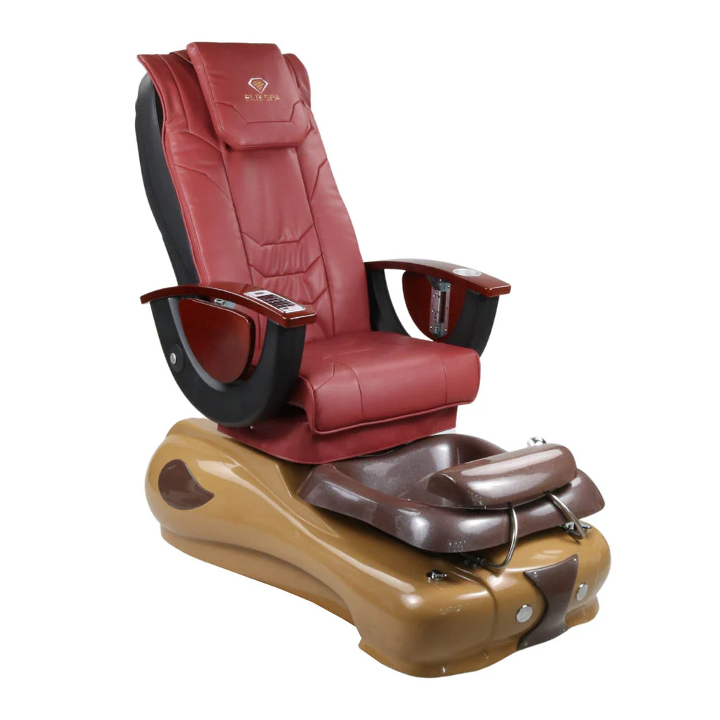 Pedicure Spa Chair - Mocha (Wood | Burgundy | Brown) - Image 4