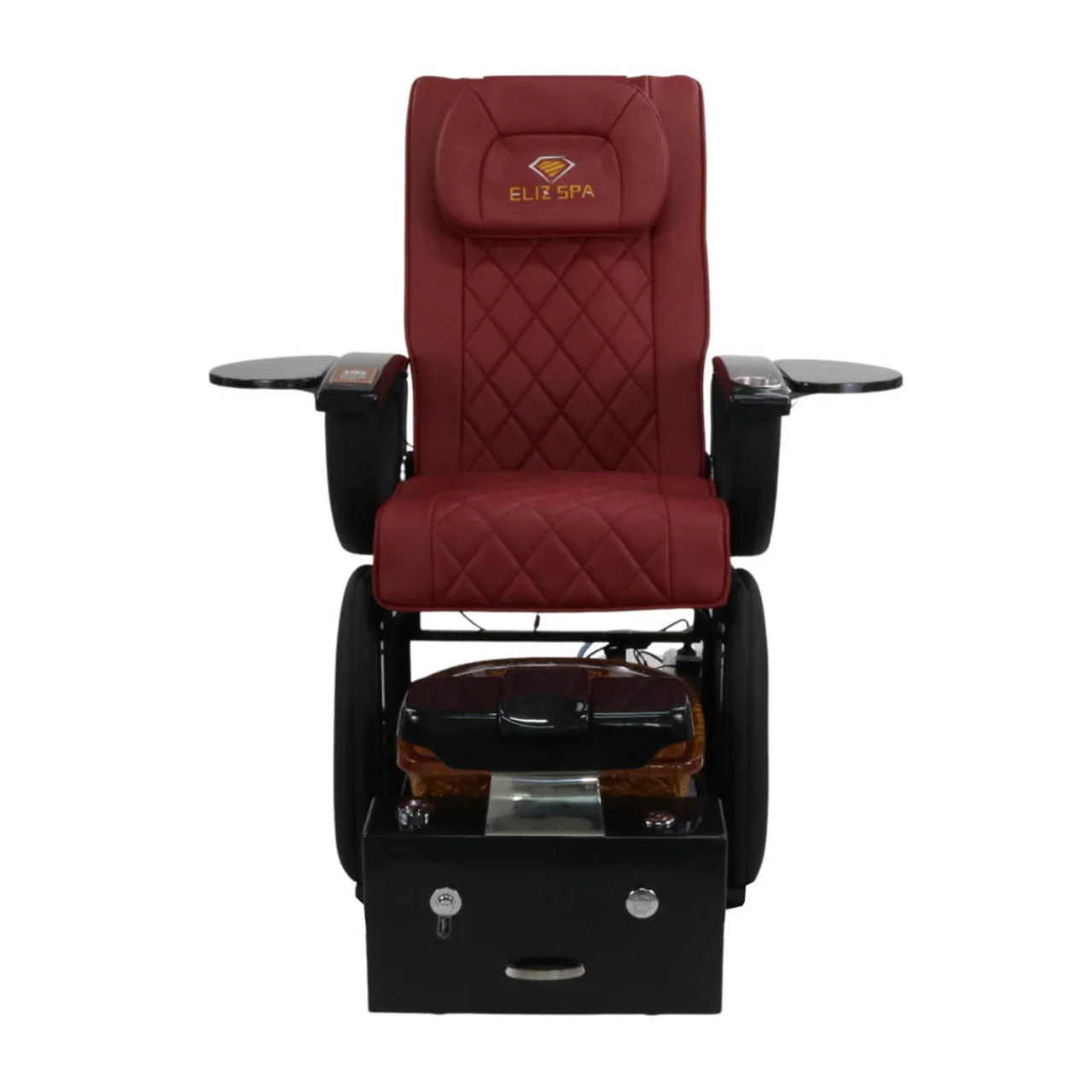 Pedicure Spa Chair - Omega Retractable (Black | Burgundy | Black) - Image 2