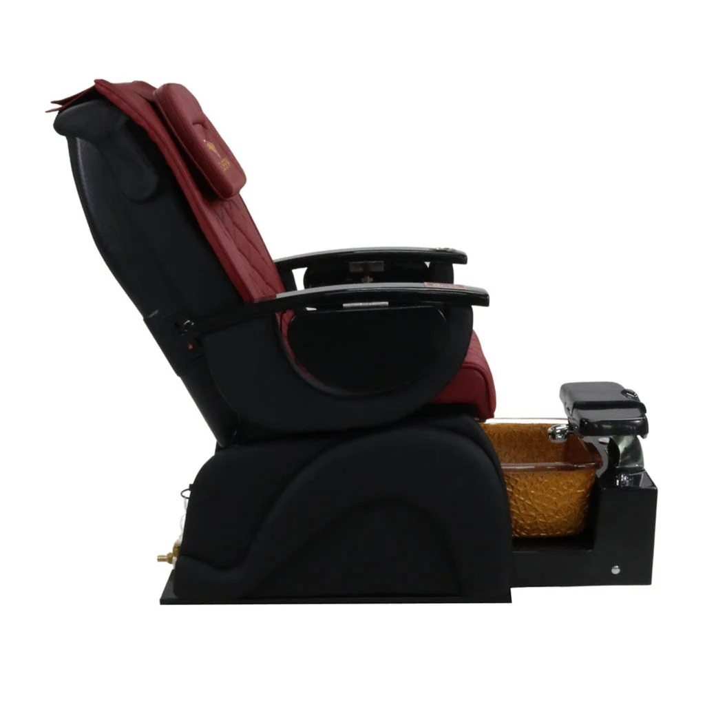 Pedicure Spa Chair - Omega Retractable (Black | Burgundy | Black) - Image 3