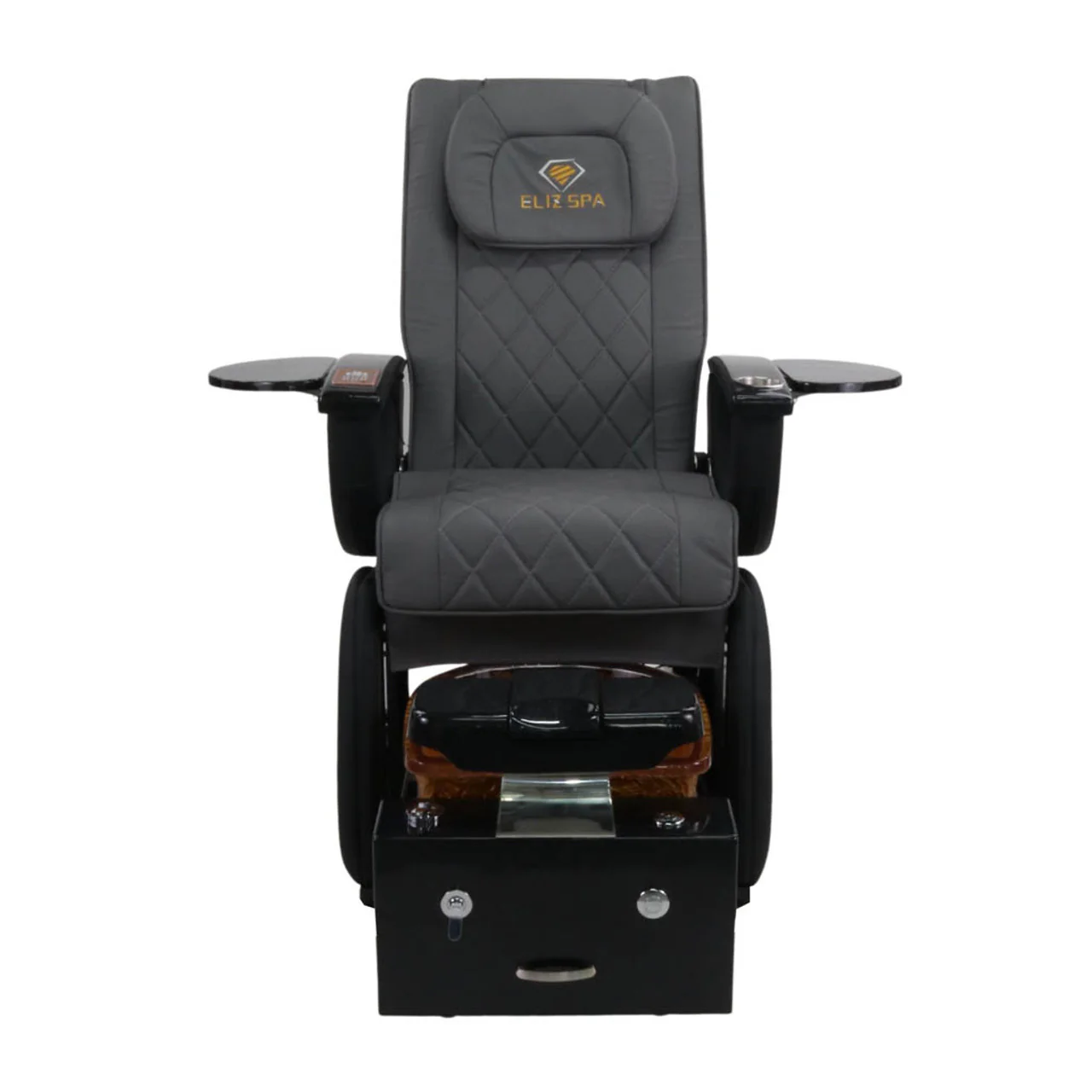Pedicure Spa Chair - Omega Retractable (Black | Grey | Black) - Image 2