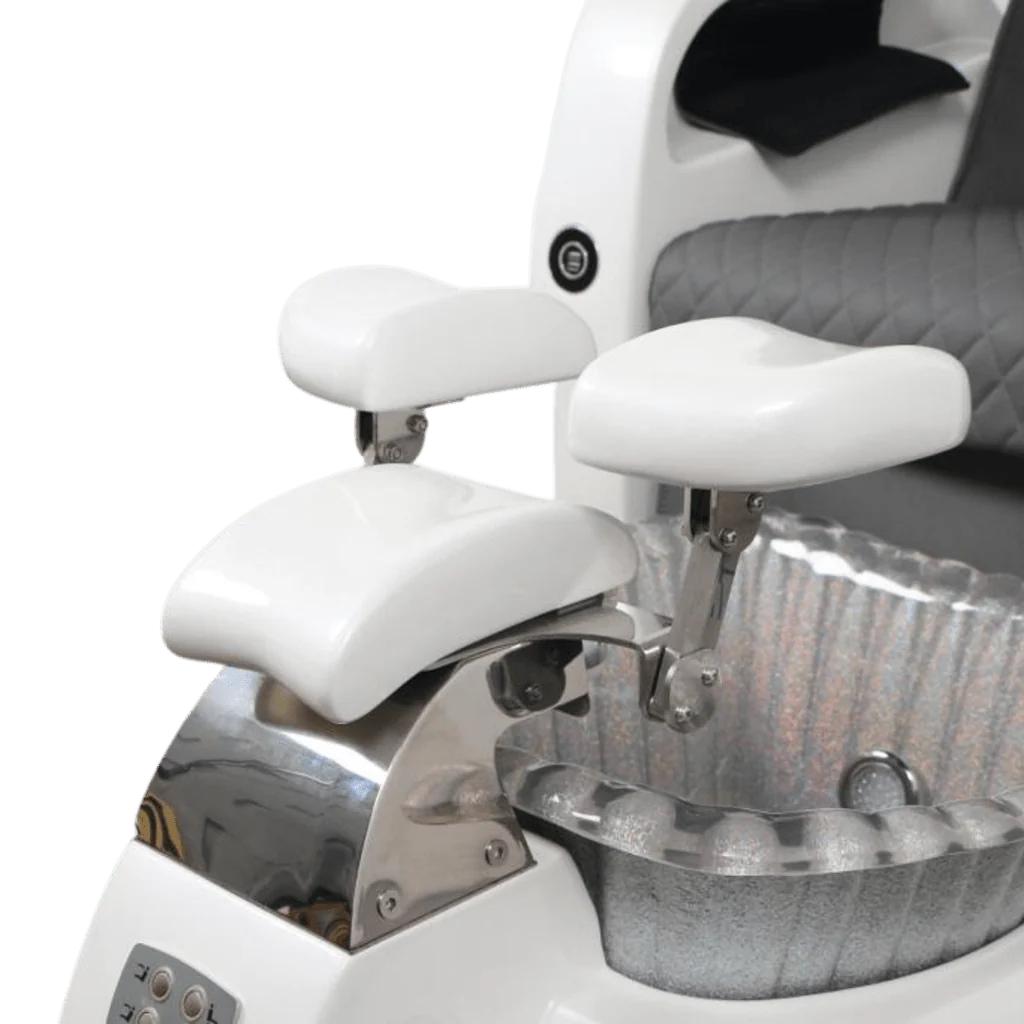Pedicure Spa Chair - Titus (White | Burgundy | White) - Image 10