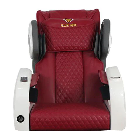 Pedicure Spa Chair - Titus (White | Burgundy | White) - Image 5
