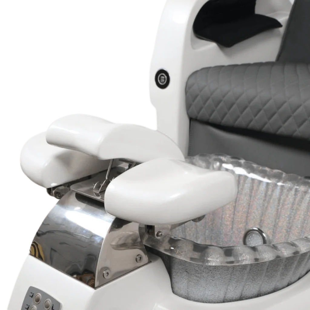 Pedicure Spa Chair - Titus (White | Burgundy | White) - Image 9