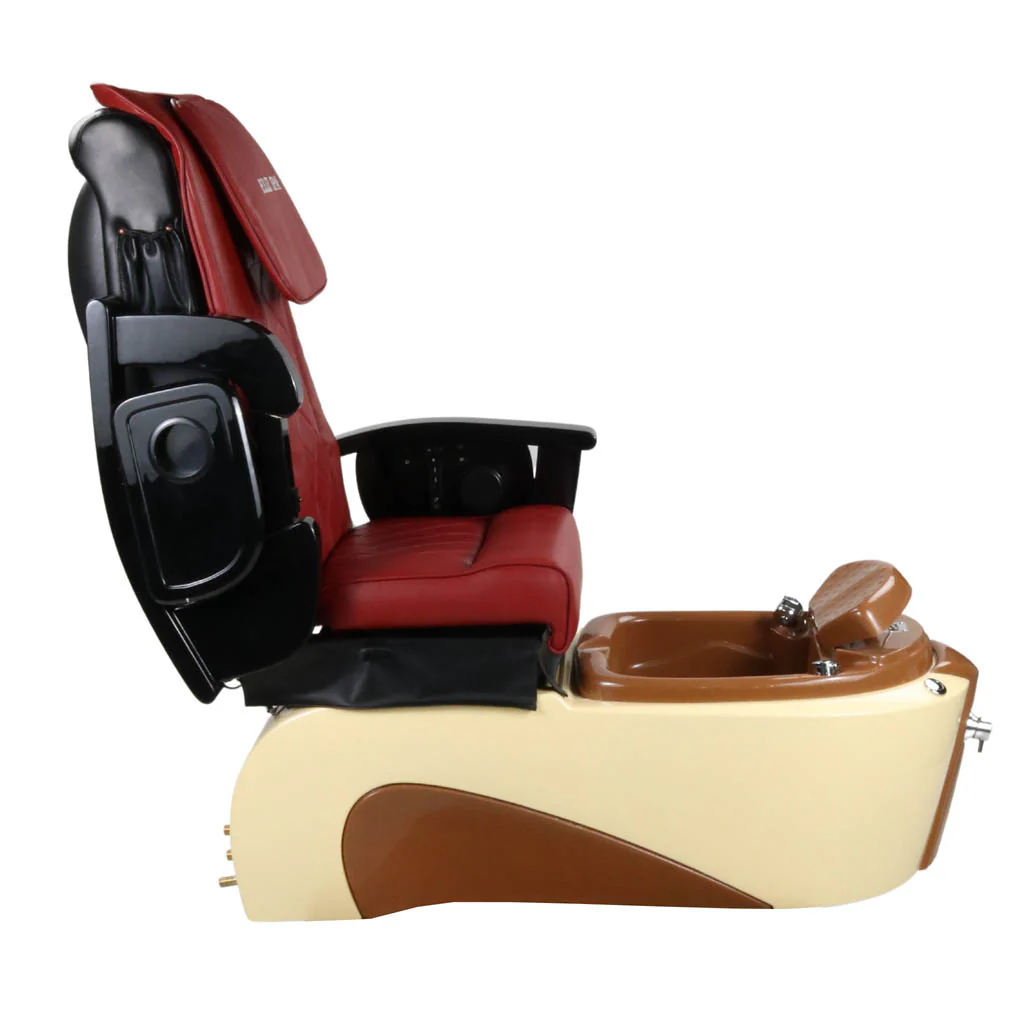 Pedicure Spa Chair - Toffee (Black | Red | Cream) - Image 9