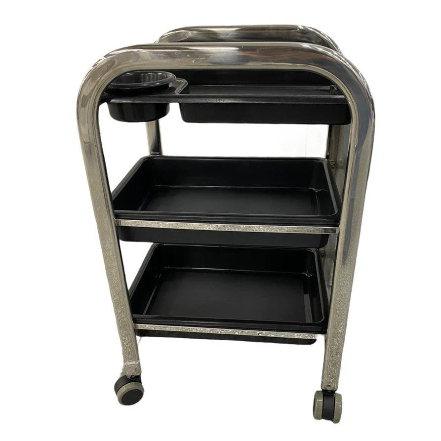 Pedicure Trolley Black 3 Tier - Image 3