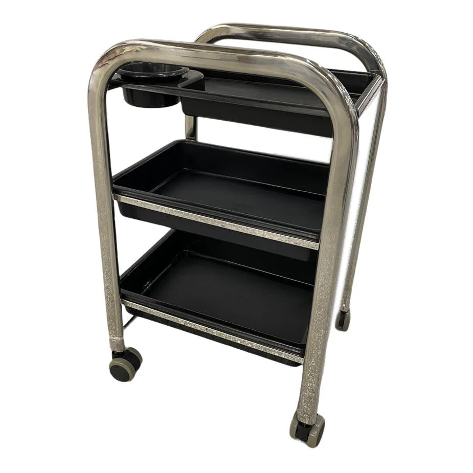 Pedicure Trolley Black 3 Tier - Image 4