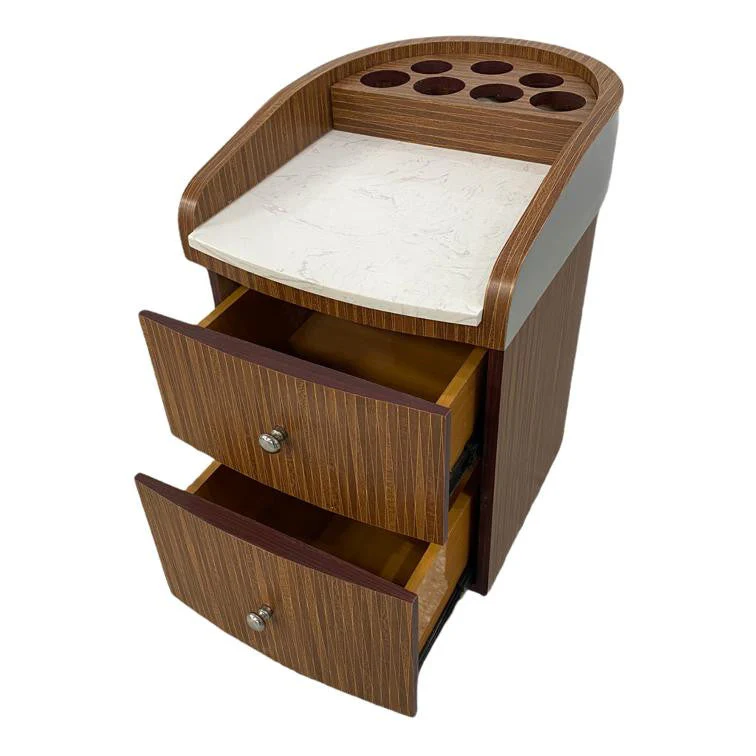 Pedicure Trolley Brown with White Marble Top - Image 4