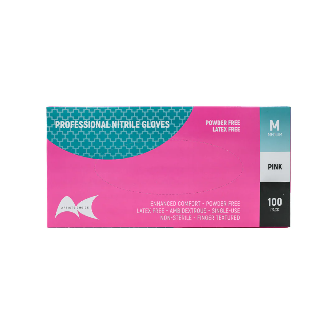 Nitrile Gloves - Powder Free Pink Medium 100pc - Image 3