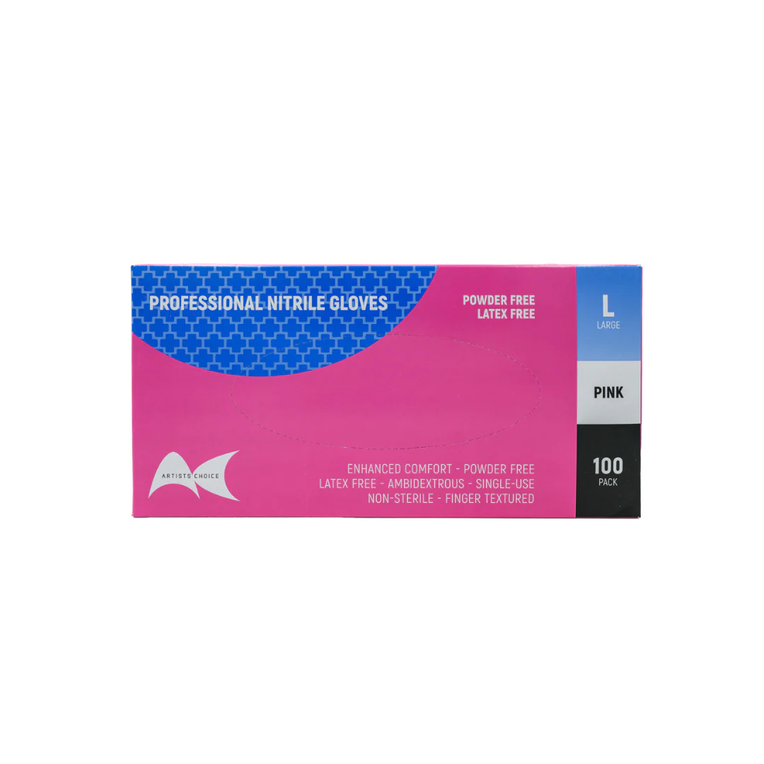 Nitrile Gloves - Powder Free Pink Large 100pc - Image 3