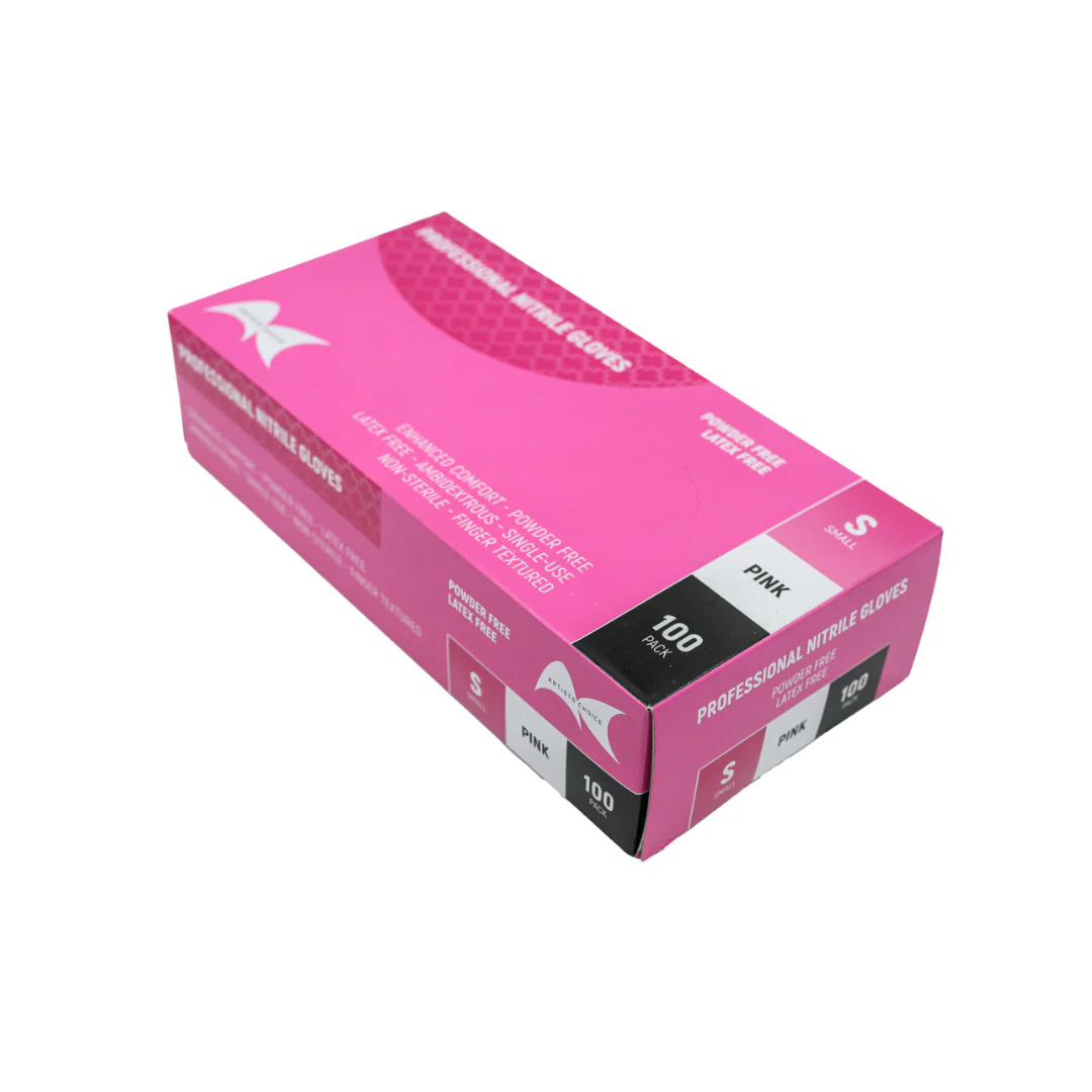 Nitrile Gloves - Powder Free Pink Small 100pc - Image 2