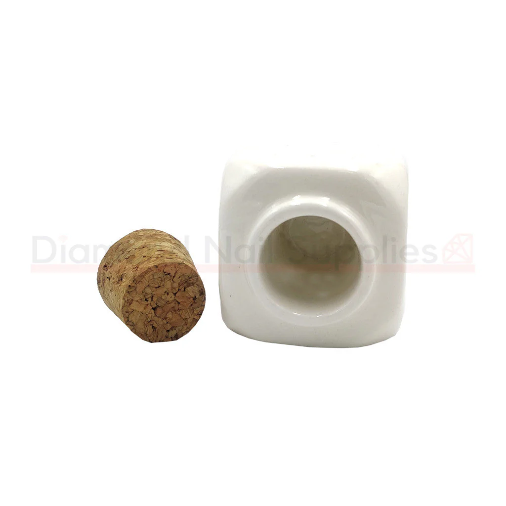 Porcelain Dappen Dish White With Cork Lid - Image 2