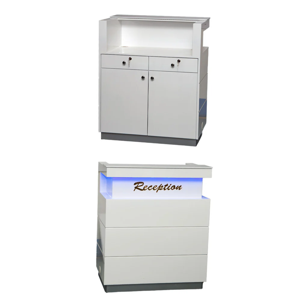 Reception Desk - Rectangle White with Lights - Image 2