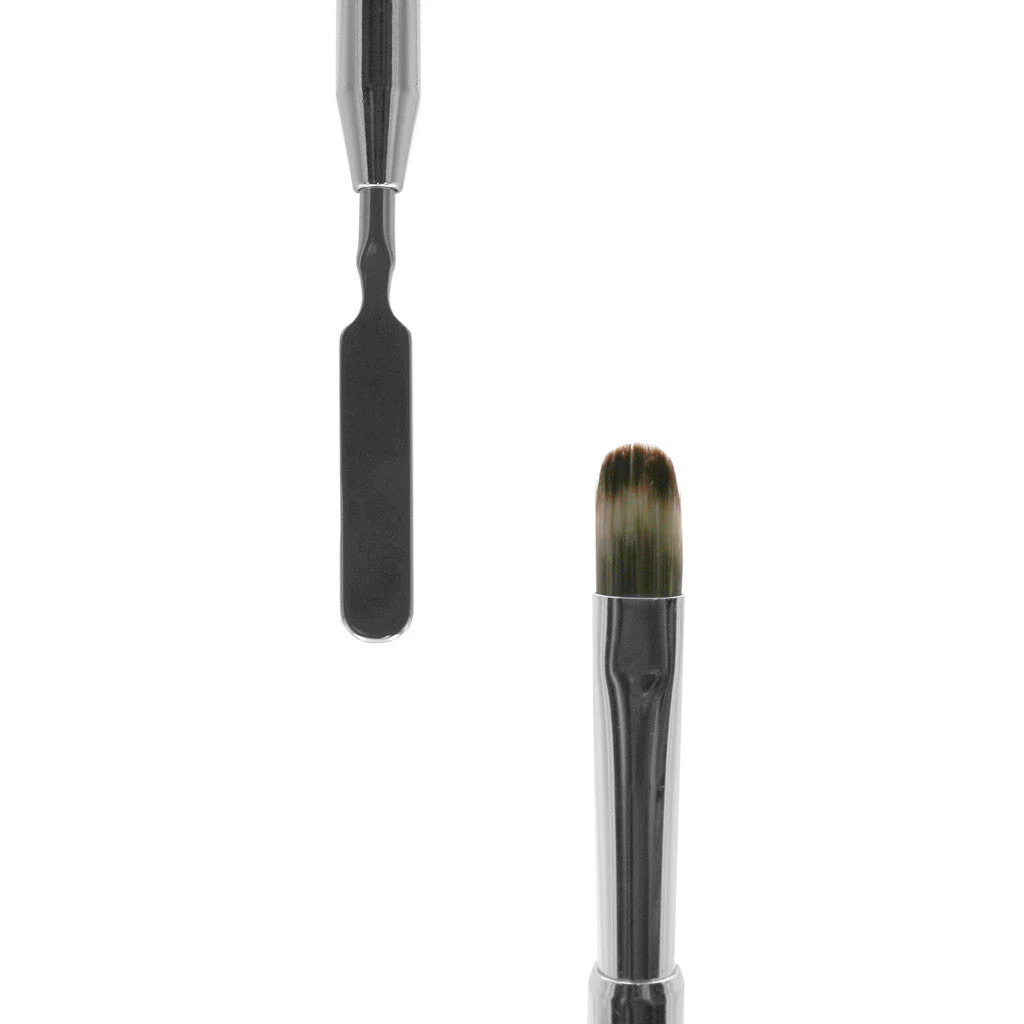 Silver Metal Short Gel Spatula & Gel Brush #10 - Image 2