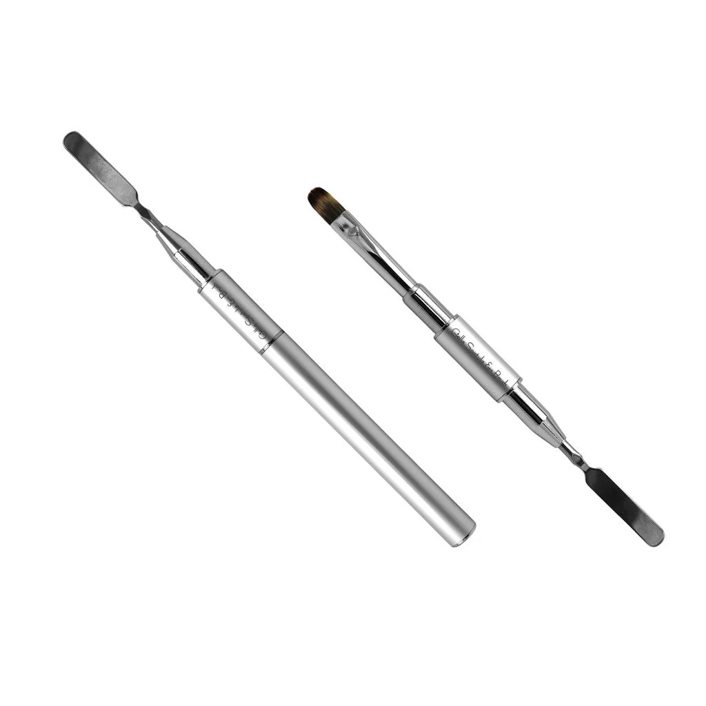 Silver Metal Short Gel Spatula & Gel Brush #10 - Image 3