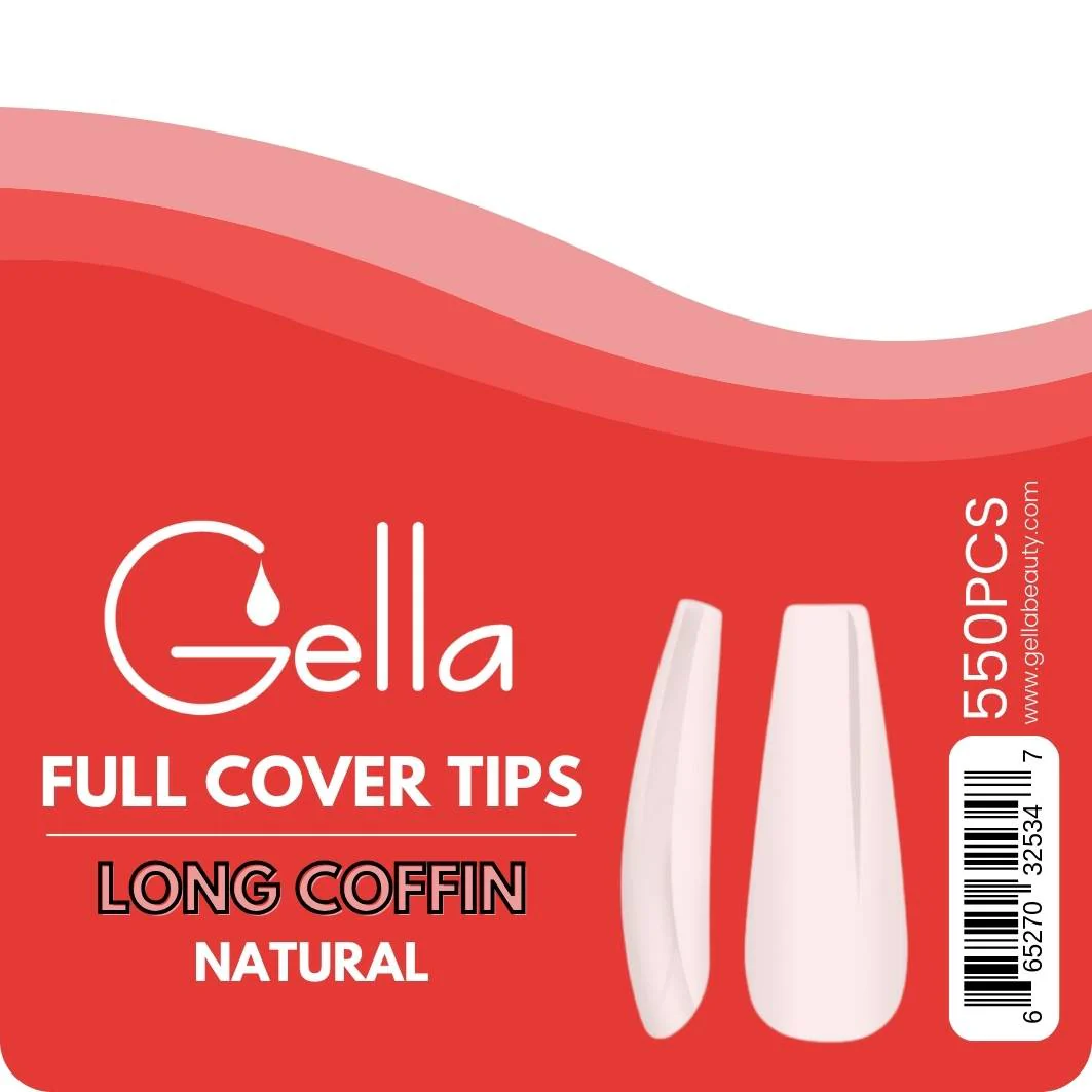 Full Cover Tips - Long Coffin Natural - Image 2