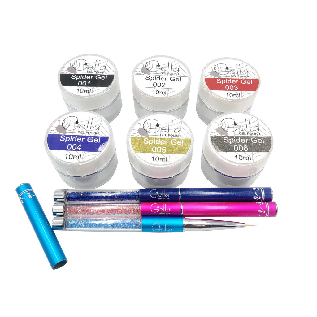 Spider Gel Kit 6 Gels + 3 Brushes - Image 2