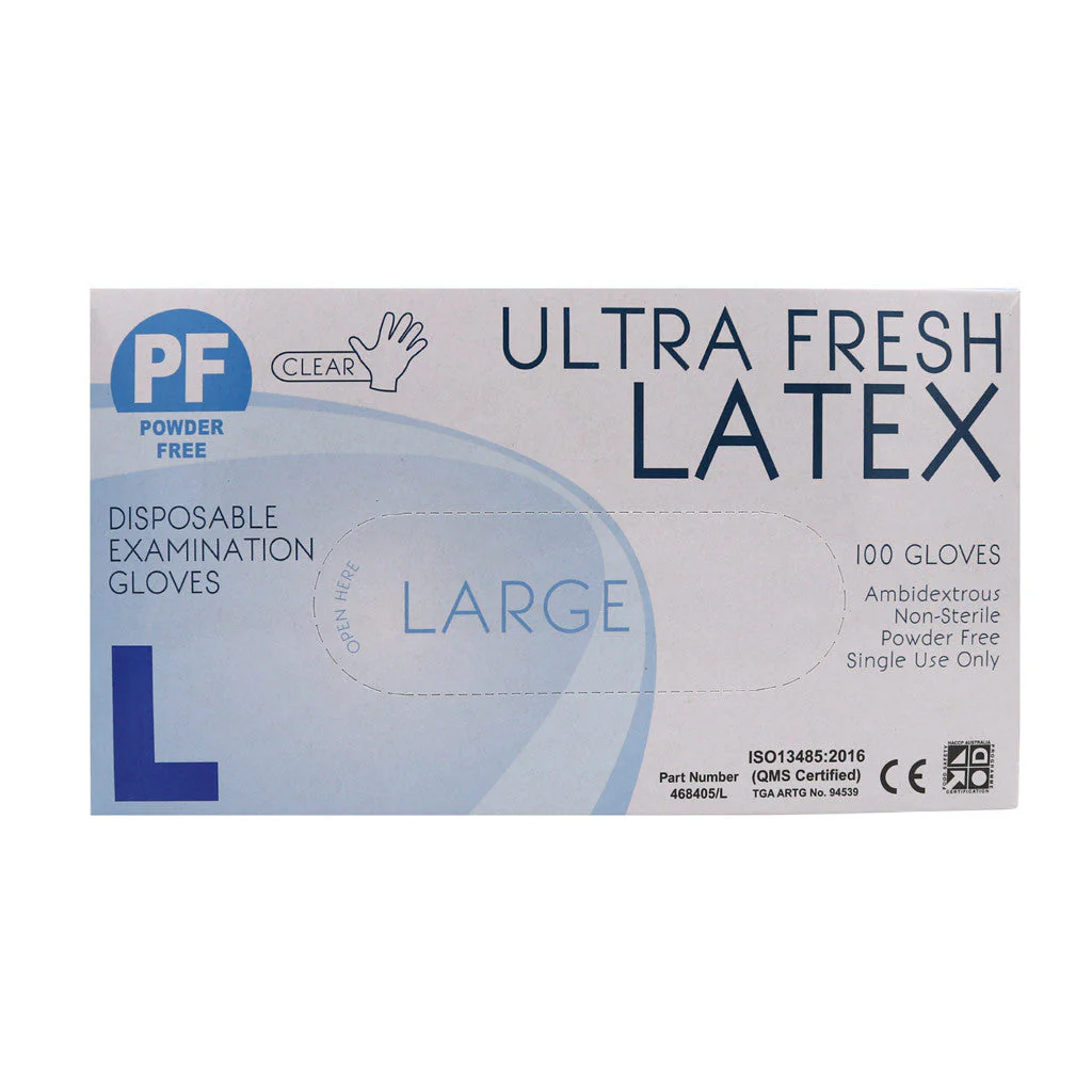Ultra Fresh Latex Gloves Natural (Clear) PF Large - Image 2