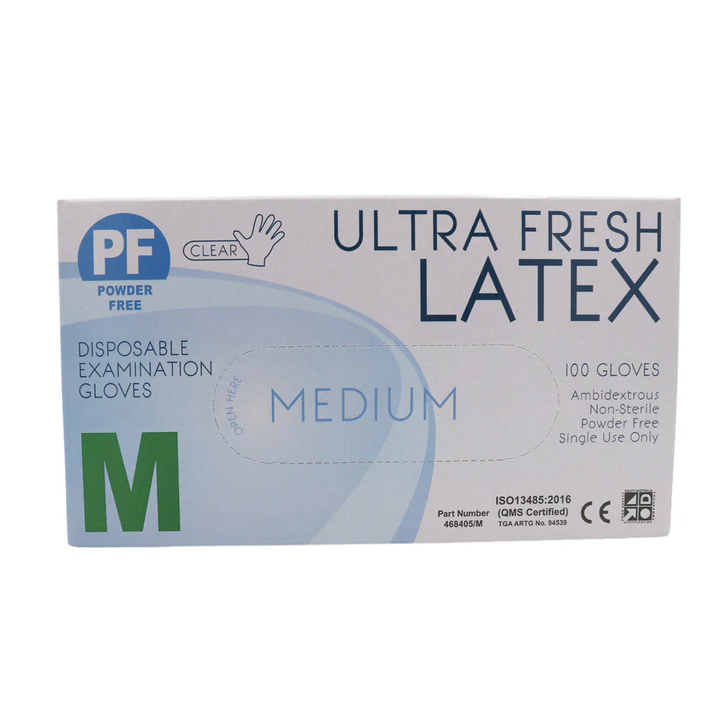 Ultra Fresh Latex Gloves Natural (Clear)PF Medium - Image 2
