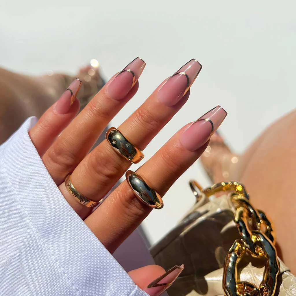 xPress Pro Press-On Nail Tips - XPCM06 Gilded Gold - Image 2